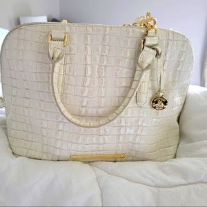 BRAHMIN Ivory Leather Crocodile- Embossed Carryall